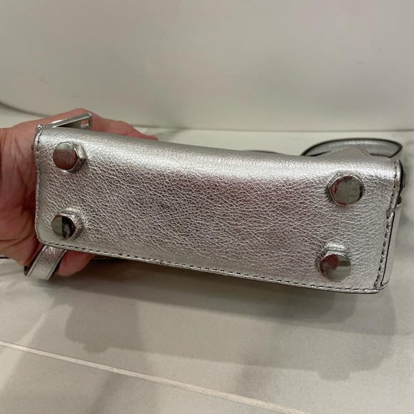 Rebecca Minkoff Silver Leather Crossbody Handbag / Mini Satchel - Picture 9 of 9